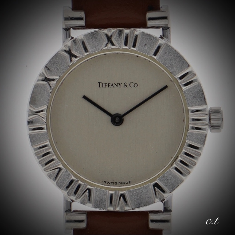 Tiffany & Co. Atlas Sterling Silver Watch with Leather Strap